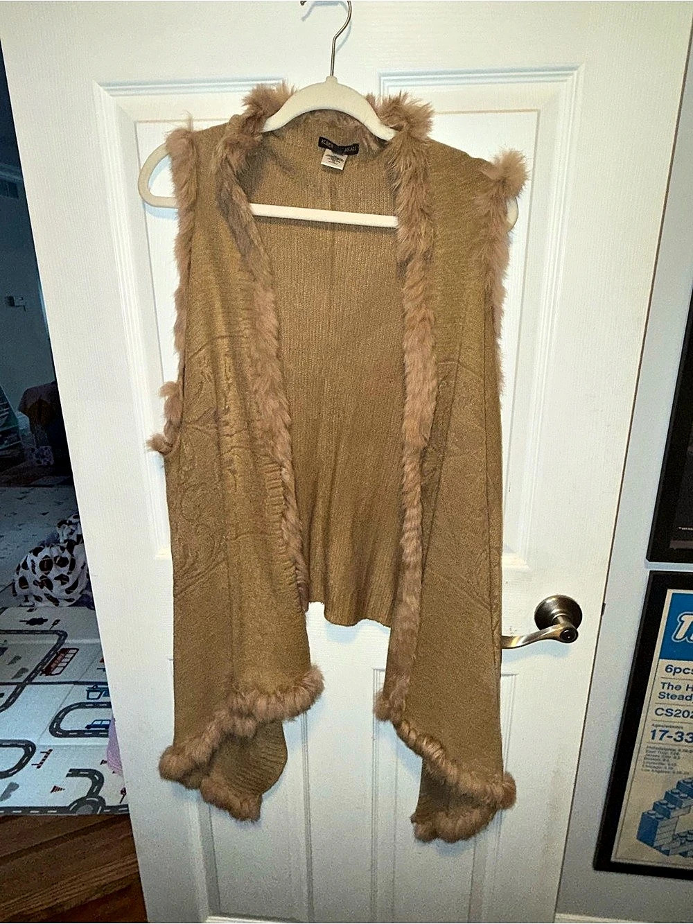Alberto Makali Fur Trimmed Sweater Vest Brown L/XL Like New